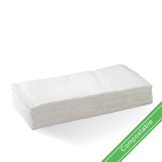 White - 2 Ply 1/8 Fold Dinner BioNapkin 1000/Carton