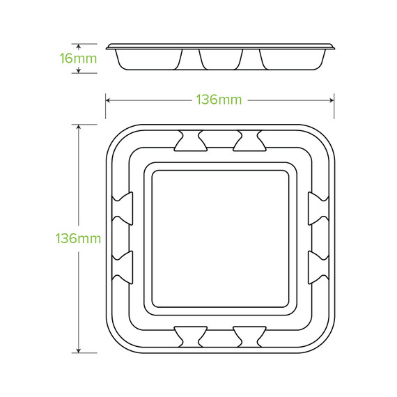 14x14x2cm / 5x5" BioCane Produce Tray 1000/Carton