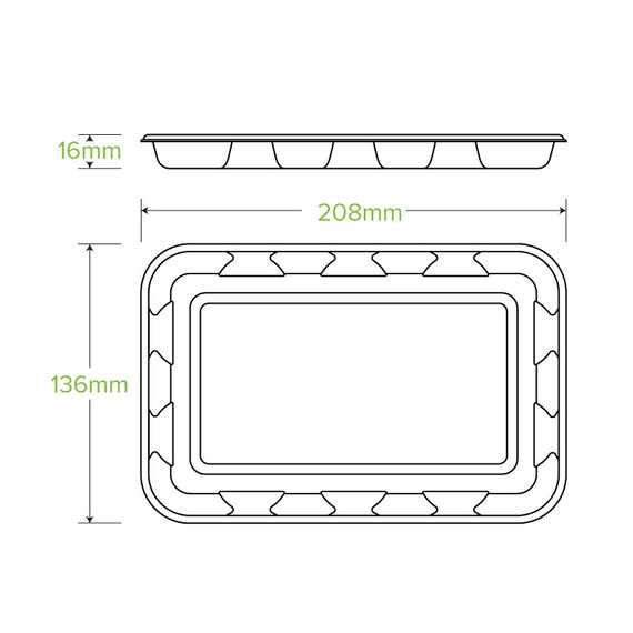 21x14x2cm / 8x5" BioCane Produce Tray 500/Carton