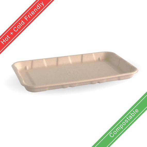 21x14x2cm / 8x5" BioCane Produce Tray 500/Carton B-TRAY-8X5-PF BioPak