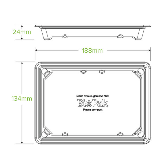 Medium BioCane Sushi Tray PLA Lid 600/Carton
