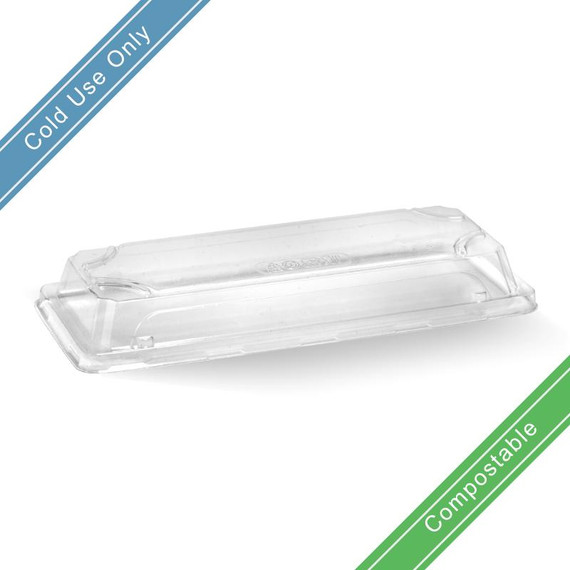 Long BioCane Sushi Tray PLA Lid 600/Carton Long BioCane Sushi Tray PLA Lid 600/Carton