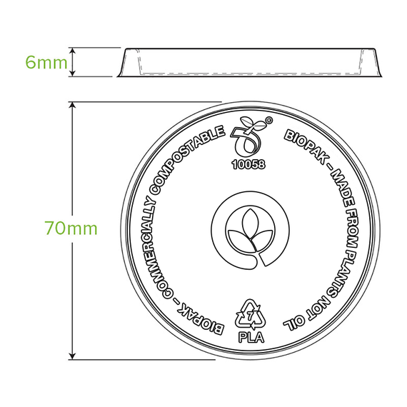 60ml (69mm) PLA Sauce Cup Lid 1000/Carton