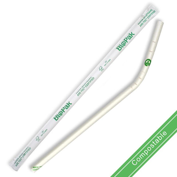 6mm Regular White BioStraw 2500/Carton-1674783922 JP-PBS-6X197-W-BENDY-IW BioPak