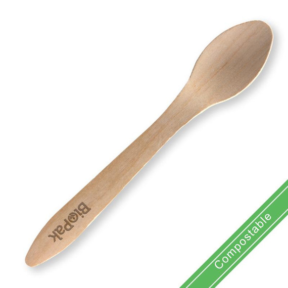 19cm Coated Wood Spoon 1000/Carton HY-19S-COATED BioPak