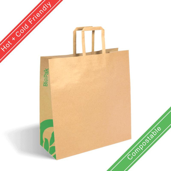 Medium Flat Handle Kraft Paper Bags 200/Carton Medium Flat Handle Kraft Paper Bags 200/Carton