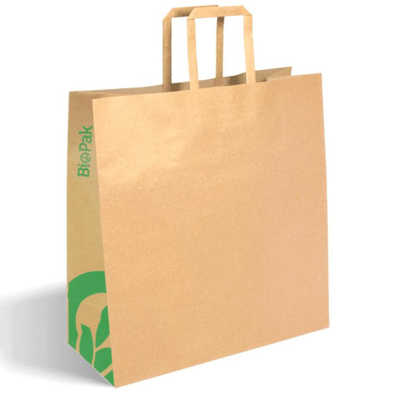 Medium Flat Handle Kraft Paper Bags 200/Carton Medium Flat Handle Kraft Paper Bags 200/Carton