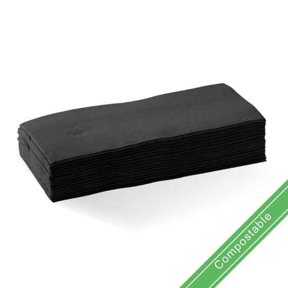 2 Ply 1/8 Fold Black BioNapkin 1000/Carton L-DNQ1/8-B BioPak