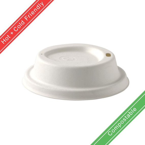 90mm Large White Plant Fibre BioCup Lid 1000/Carton BCL-12PULP-W BioPak