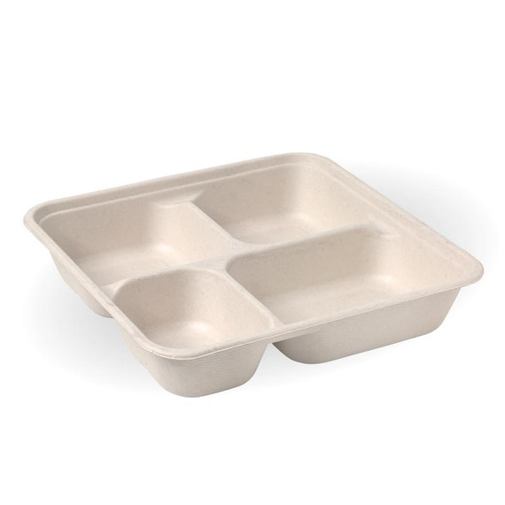4-Compartment Large Biocane Takeaway Base 300/Carton 4-Compartment Large Biocane Takeaway Base 300/Carton