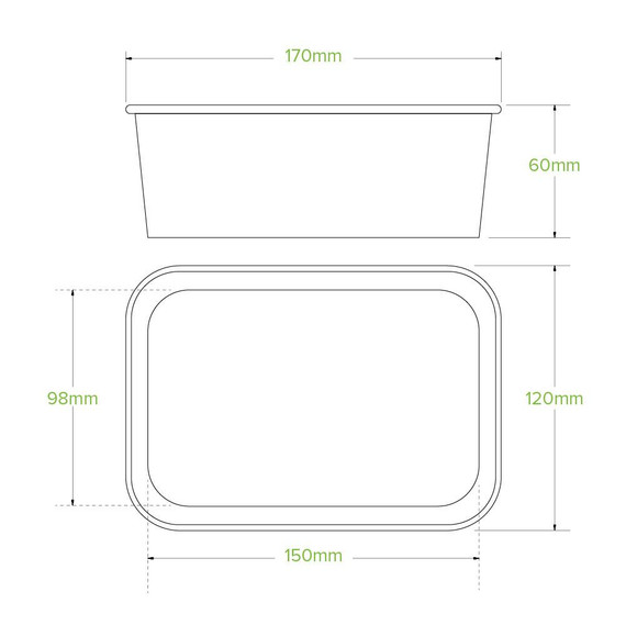 750ml Natural Rectangle PLA Lined Paper Container 300/Carton 750ml Natural Rectangle PLA Lined Paper Container 300/Carton