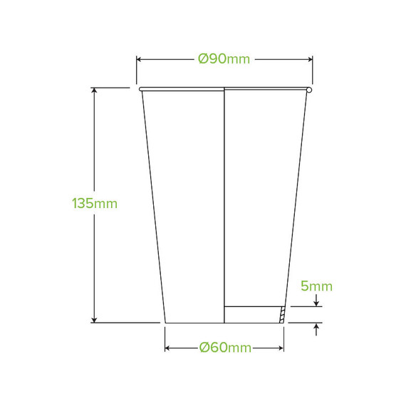 510ml / 16oz (90mm) Stone Aqueous Single Wall BioCup 1000/Carton