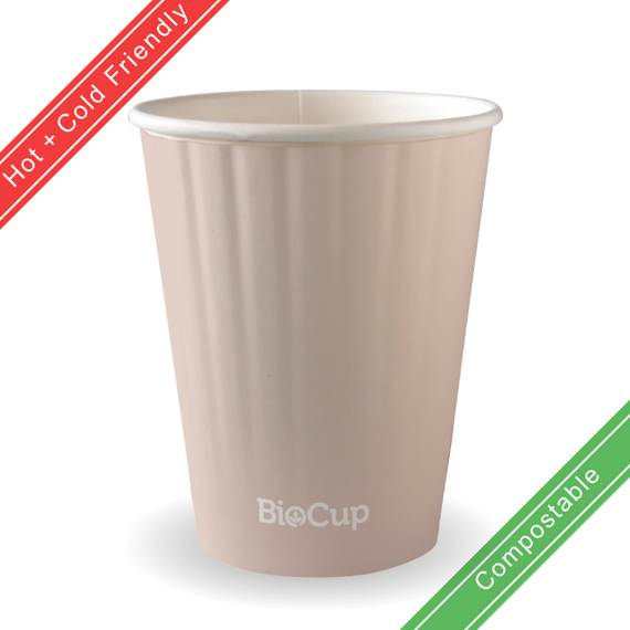 390ml / 12oz (90mm) Stone Aqueous Double Wall BioCup 1000/Carton