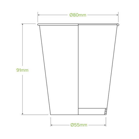 280ml / 8oz (80mm) Green Cold Paper BioCup 1000/Carton 280ml / 8oz (80mm) Green Cold Paper BioCup 1000/Carton