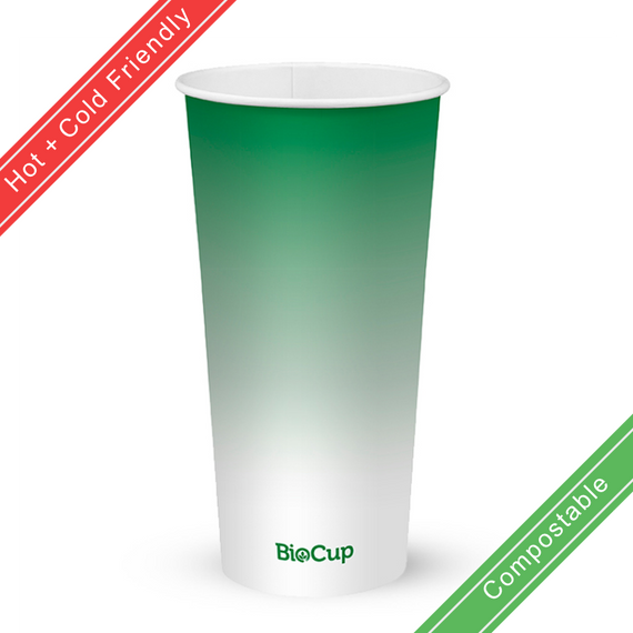 960ml / 32oz (105mm) Green Cold Paper BioCup 500/Carton