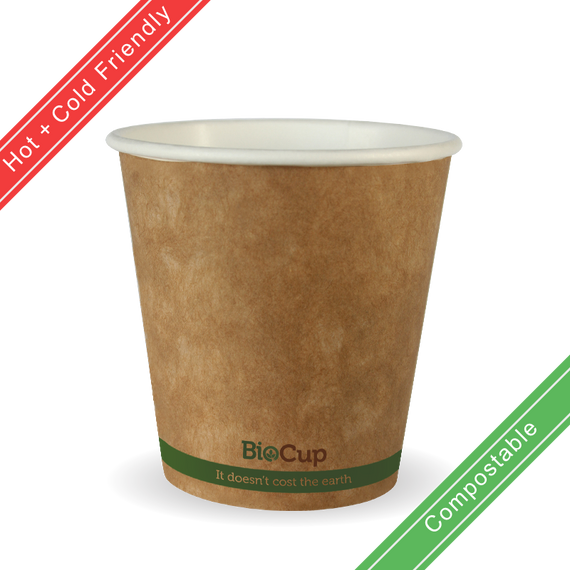 230ml / 6oz (80mm) Single Wall Kraft Brown BioCup (80mm) 1000/Carton