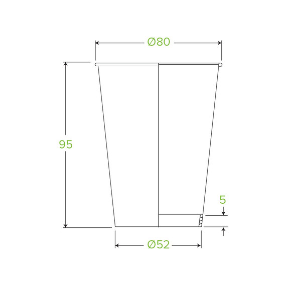 280ml / 8oz (80mm) Single Wall Kraft Brown BioCup 1000/Carton