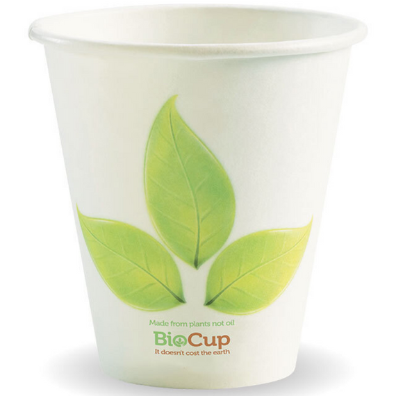 280ml / 8oz (90mm) Single Wall Green Leaf BioCup 1000/Carton