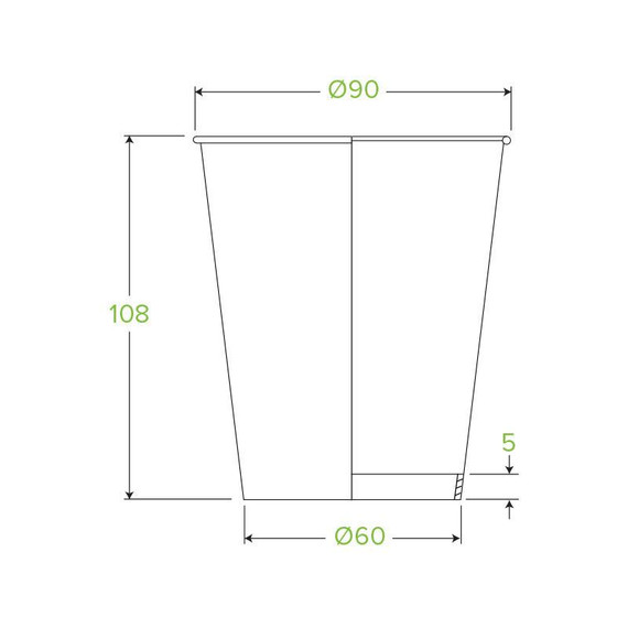 390ml / 12oz (90mm) Single Wall Green Leaf BioCup (90mm) 1000/Carton BC-12 BioPak