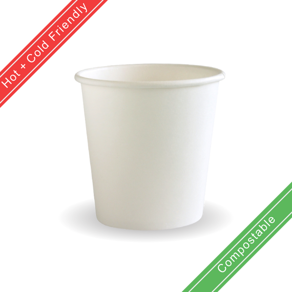 120ml / 4oz (63mm) Single Wall Plain White BioCup 2000/Carton