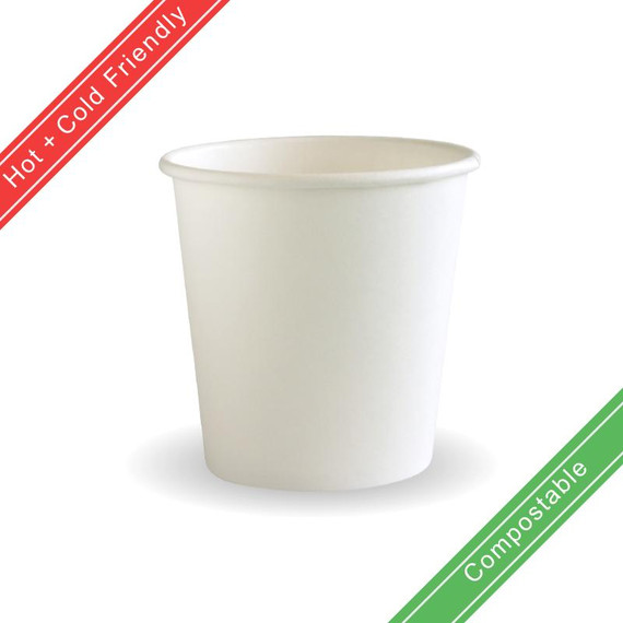 120ml / 4oz (63mm) Single Wall Plain White BioCup 2000/Carton 120ml / 4oz (63mm) Single Wall Plain White BioCup 2000/Carton