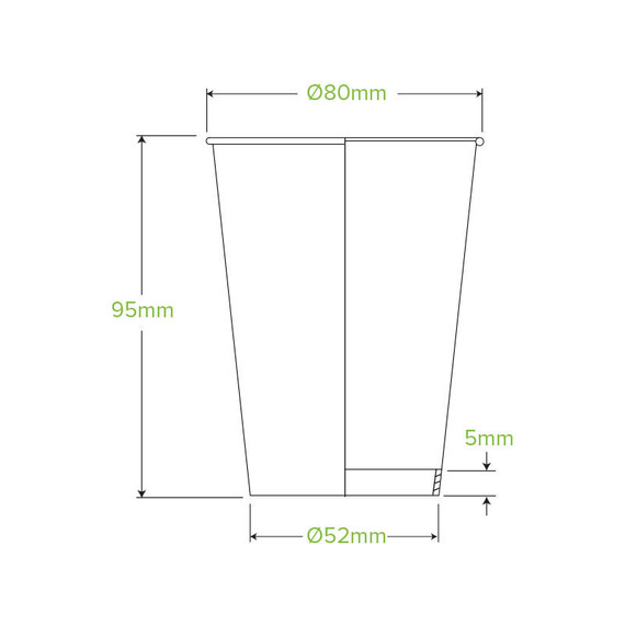 280ml / 8oz (80mm) Black Single Wall BioCup 1000/Carton