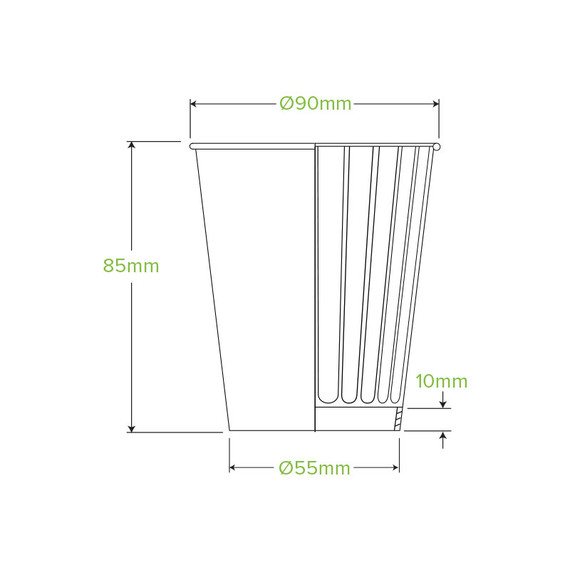 295ml / 8oz (90mm) Black Double Wall BioCup 1000/Carton