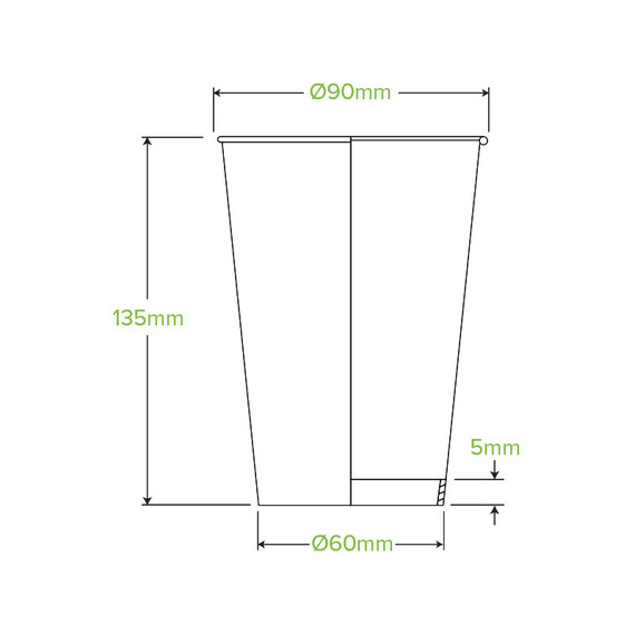 510ml / 16oz (90mm) Leaf Single Wall BioCup 1000/Carton