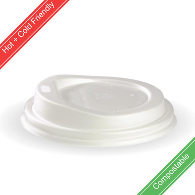 Medium (80mm) White PLA Lid for 6, 8 (80mm), 10 & 12(80mm)oz BioCup