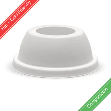 90mm Plant Fibre Wide Hole Dome Cold Paper BioCup Lid 1,380/Carton