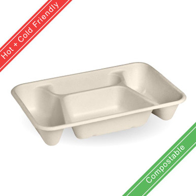 4 Compartment Natural Biocane Takeaway Base