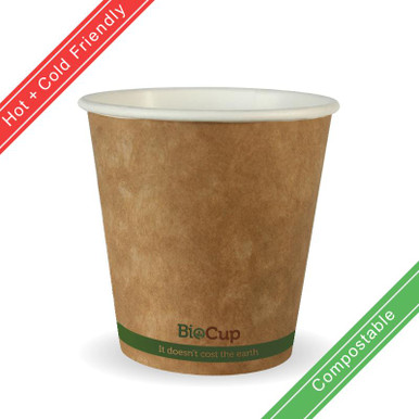 230ml / 6oz (80mm) Single Wall Kraft Brown BioCup (80mm)