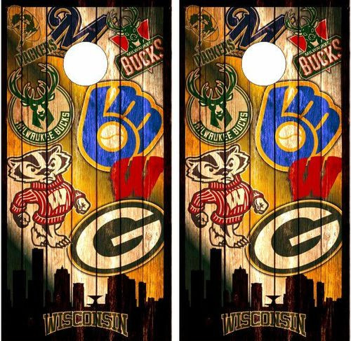 ポイントシール付き！余市•セッション2本セット Wisconsin Sports Version 2 Cornhole Set with Bags - Custom
