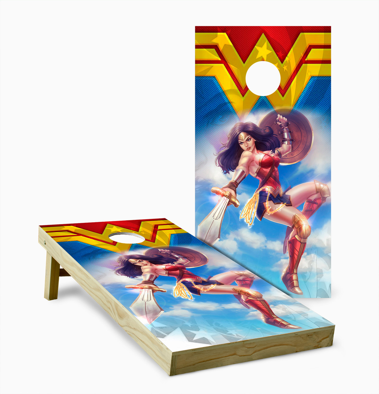 Wonder Woman Version Cornhole Set with Bags Custom Cornhole, LLC