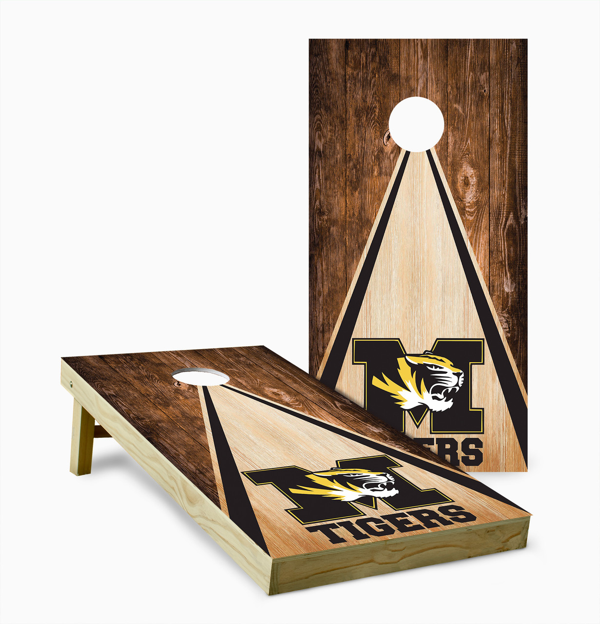 【★値下げ！3枚セット／額縁付】Yellow Korner x New York Missouri Tigers Version 2 Cornhole Set with Bags - Custom Cornhole