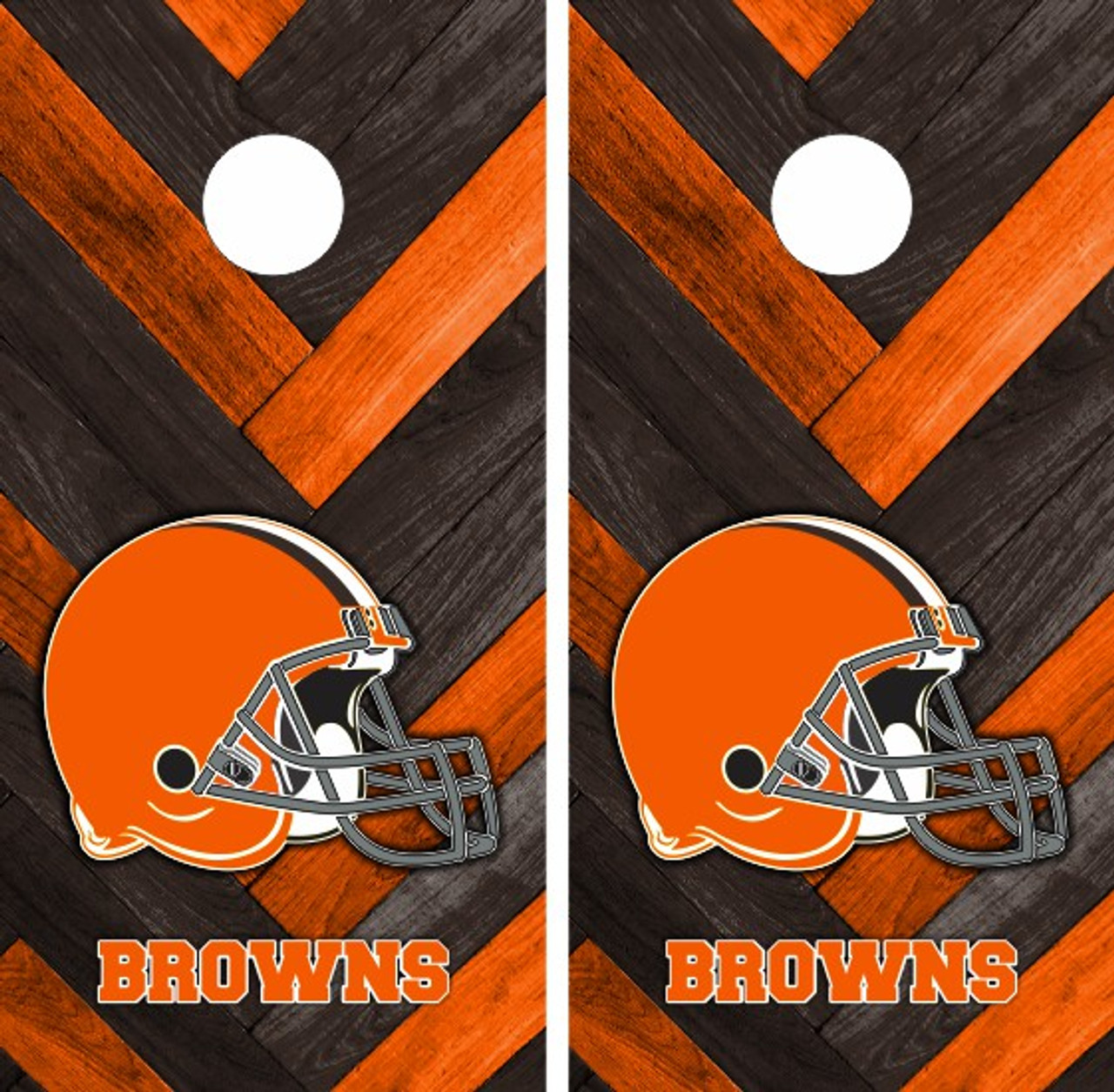 Cleveland Browns Alternating Wood Look Triangle Cornhole Boards - NFL