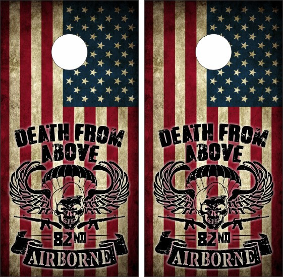 82nd Airborne Death from Above Cornhole Wraps - Set of 2 - Custom