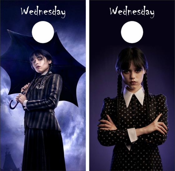 Wednesday Addams Cornhole Wraps - Set of 2 - Custom Cornhole, LLC