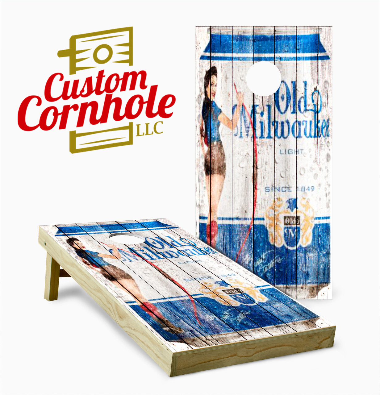 Old Milwaukee Light Cornhole Set with Bags - Custom Cornhole, LLC