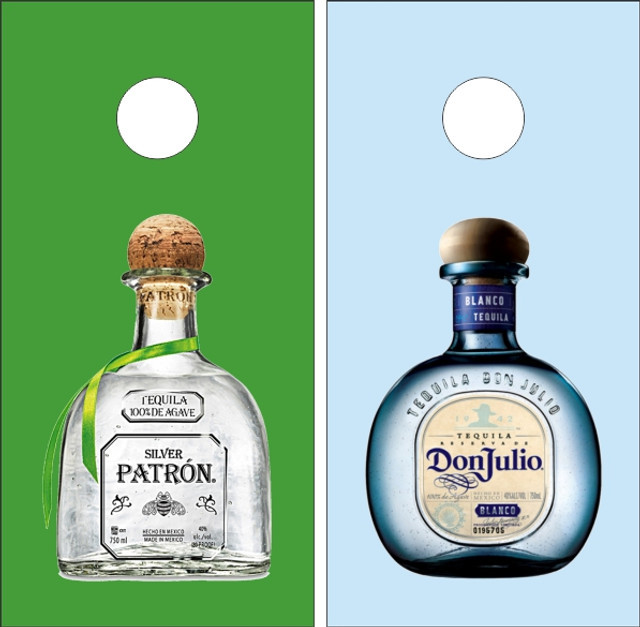 Patron and Don Julio Cornhole Set with Bags - Custom Cornhole, LLC