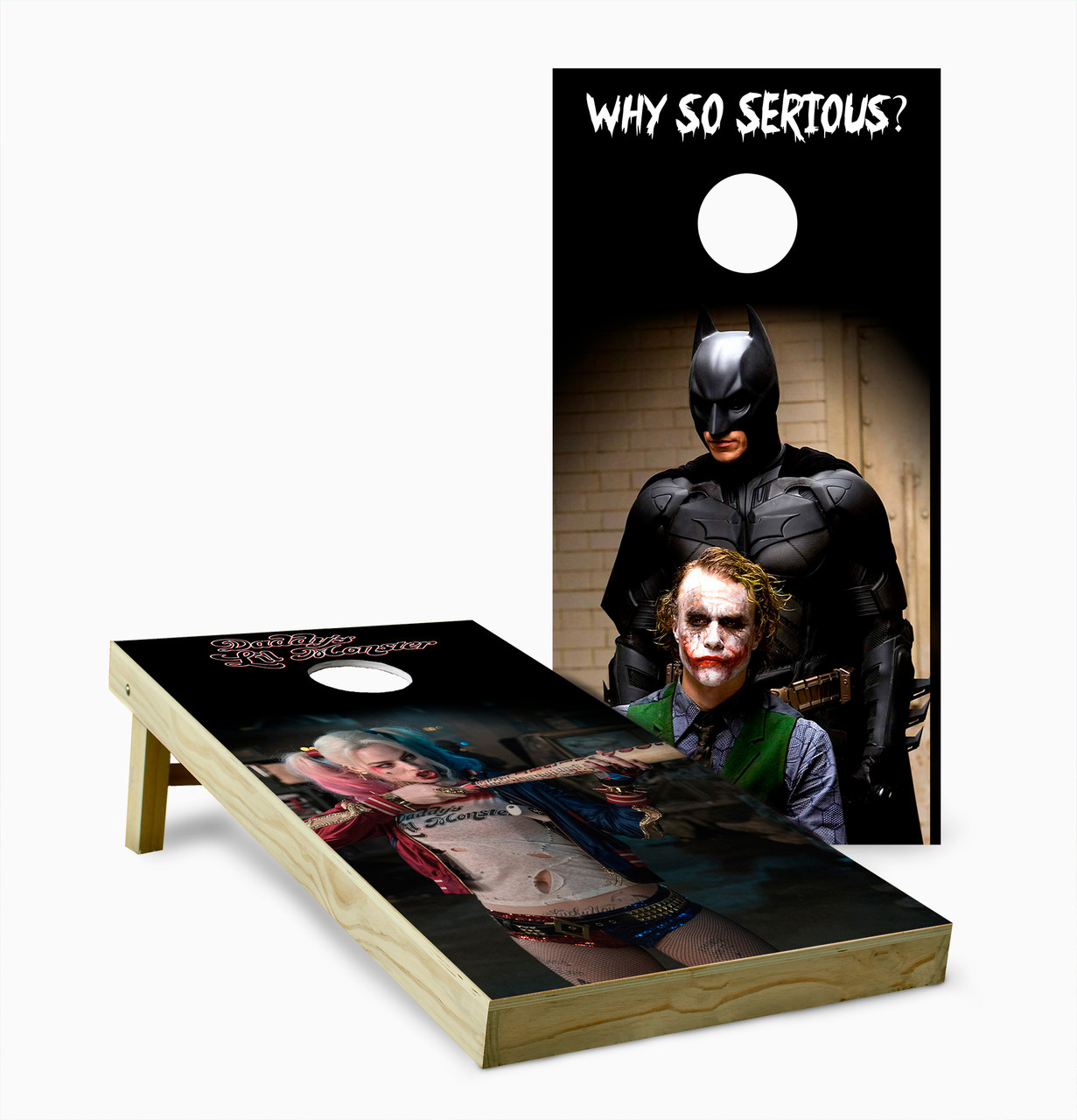 Batman Joker Harley Quinn Cornhole Set with Bags - Custom Cornhole