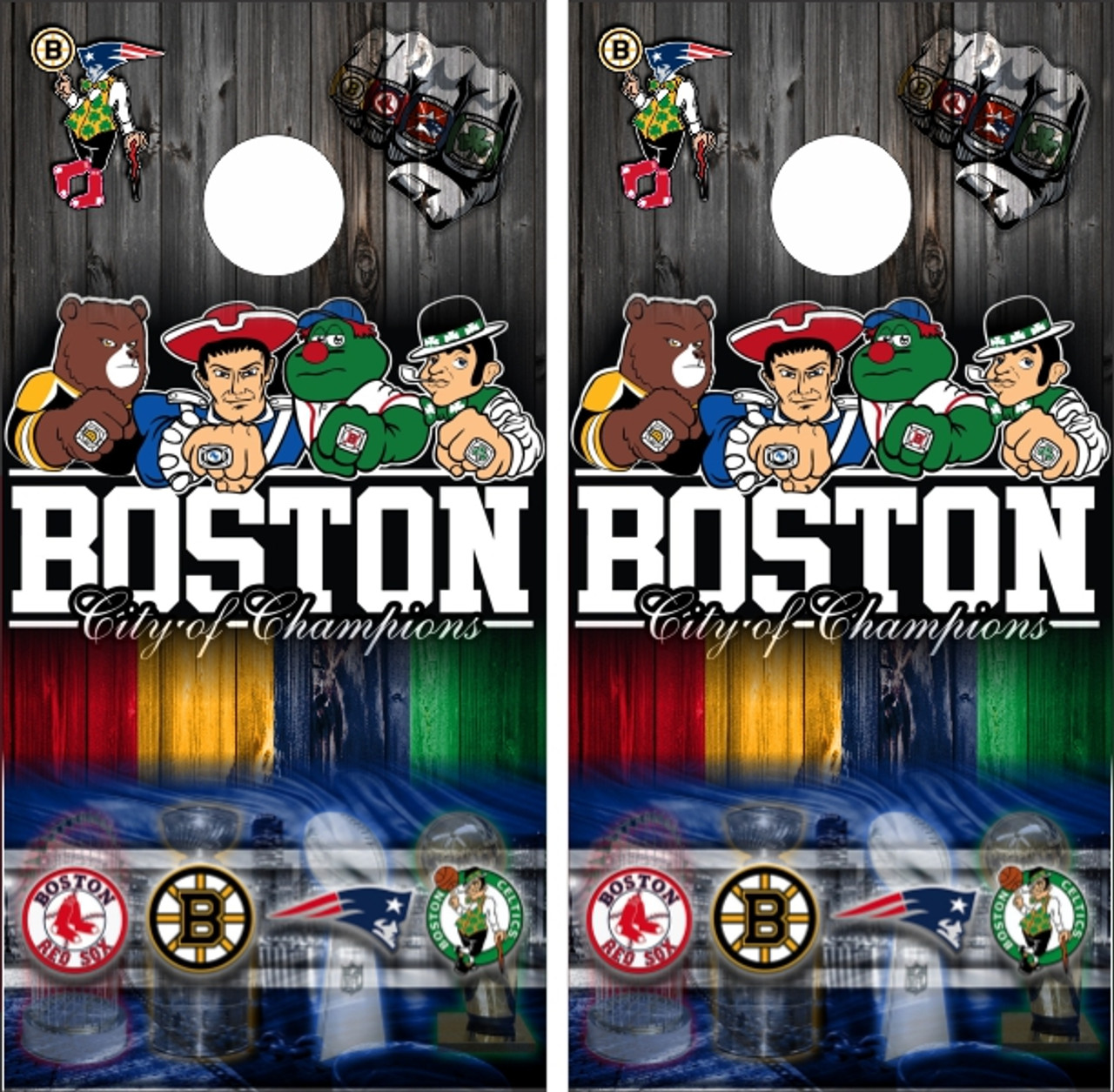 Boston Sports (Version 8) Cornhole Wraps - Set of 2 - Custom Cornhole, LLC
