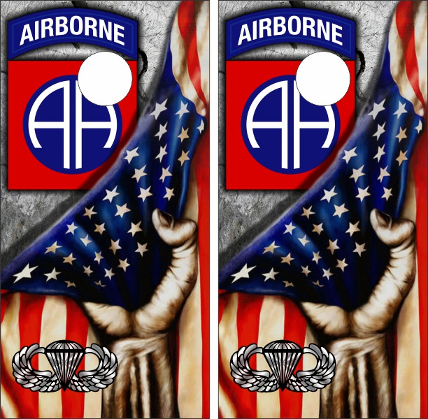 82nd Airborne Division American Flag Cornhole Wraps - Set of 2