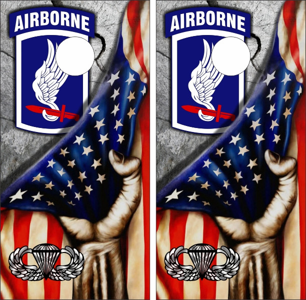 173rd Airborne American Flag Cornhole Set with Bags - Custom
