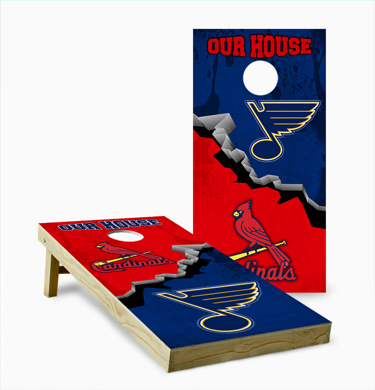 st louis blues red and yellow cornhole bags
