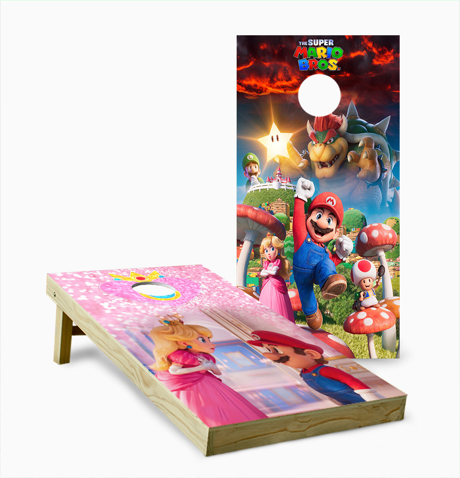 Mario Bros and Princess Peach Cornhole Set with Bags - Custom