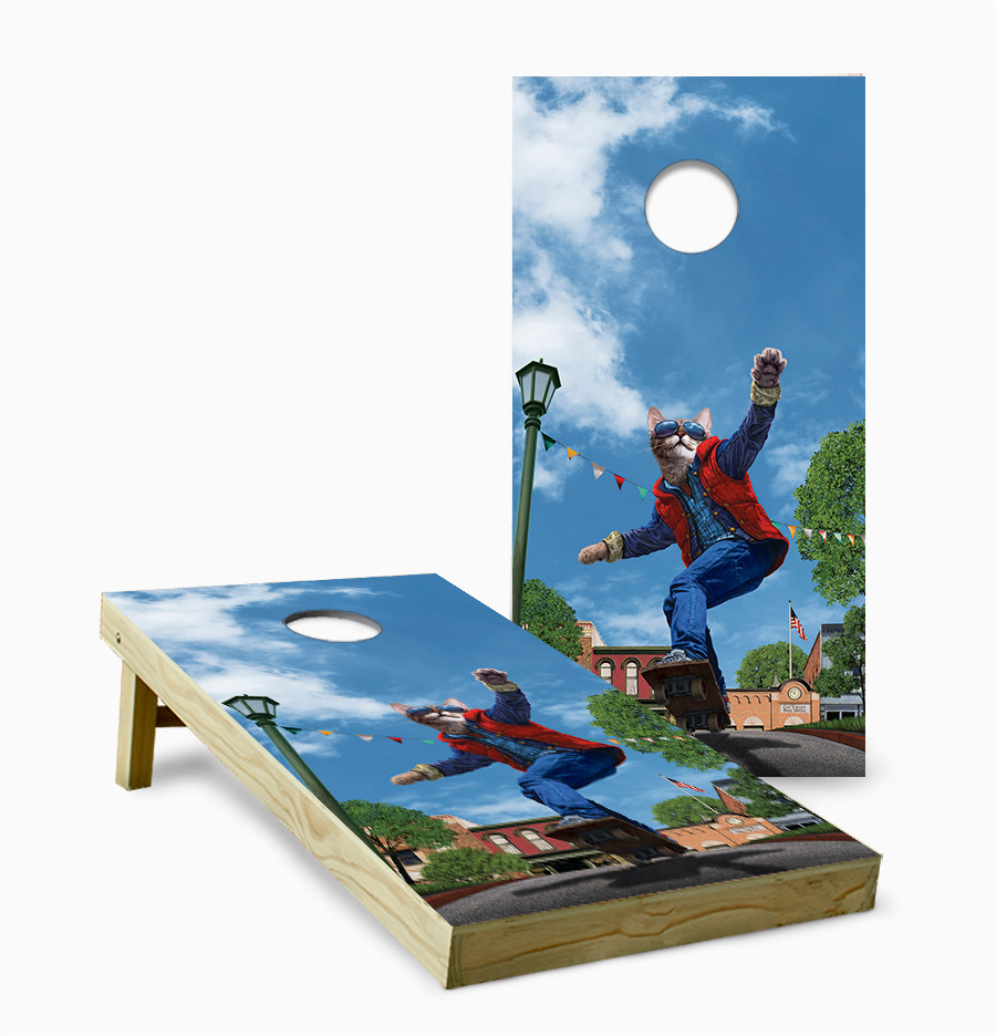 Cat to the Future Cornhole Set with Bags - Custom Cornhole, LLC
