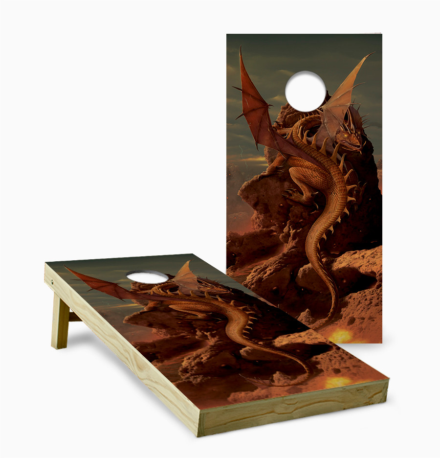 Earth and Fire Dragon Cornhole Set with Bags - Custom Cornhole, LLC