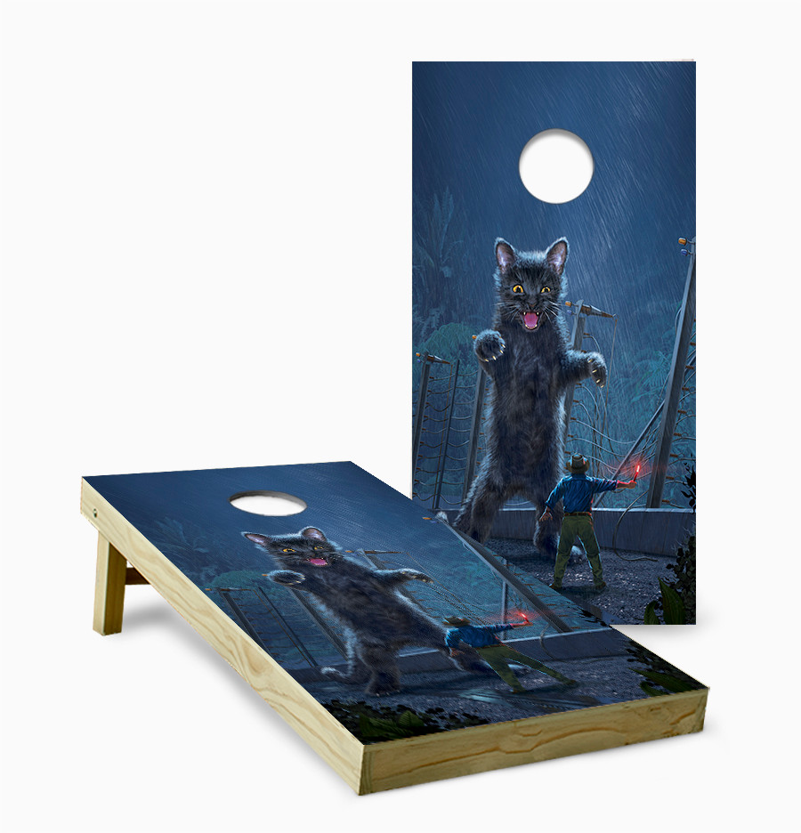 Jurassic Kitty Cornhole Set with Bags - Custom Cornhole, LLC