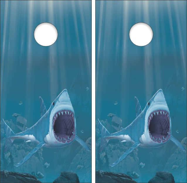 Shark Bite Cornhole Set with Bags - Custom Cornhole, LLC